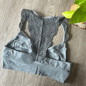 Aerie American Eagle Racerback Lace Bralette M Grey